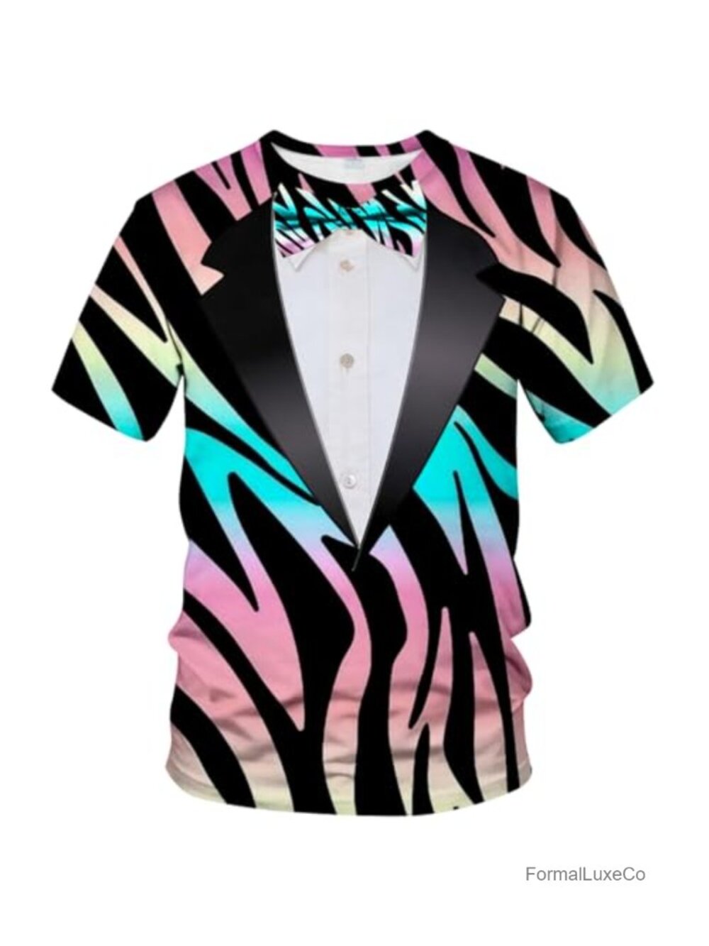 Funny Zebra Tuxedo Graphic Tee - Novelty Short Sleeve Crewneck Shirt